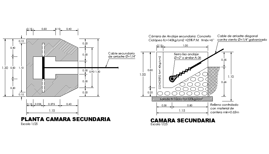 Secondary camera plant plan and section autocad file