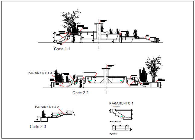 Section 1 and section section 2 plan detail dwg file