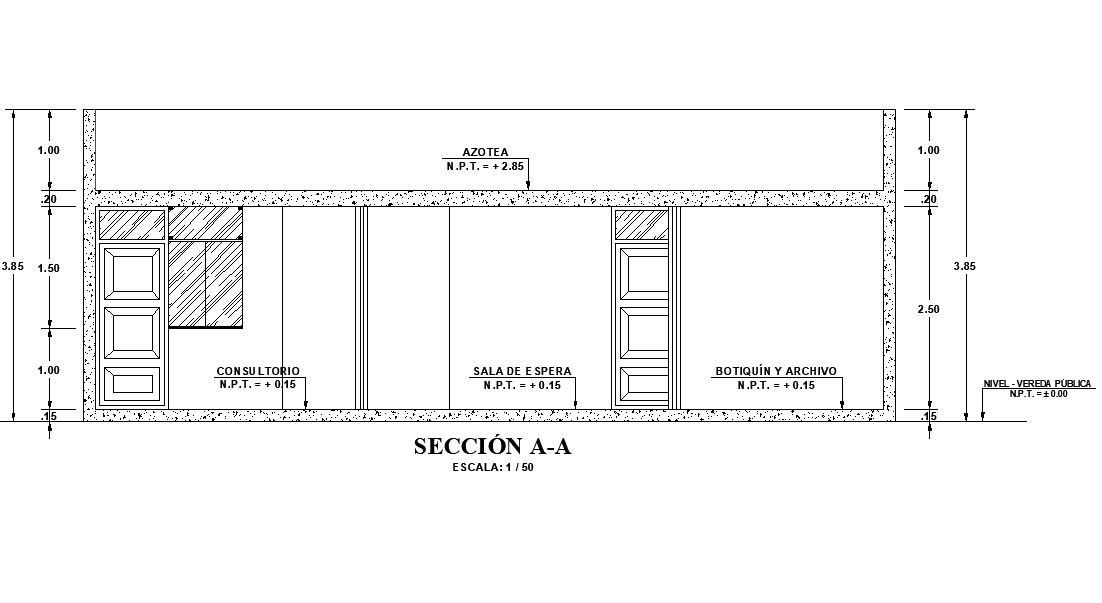Section A-A’ medical plan detail dwg file