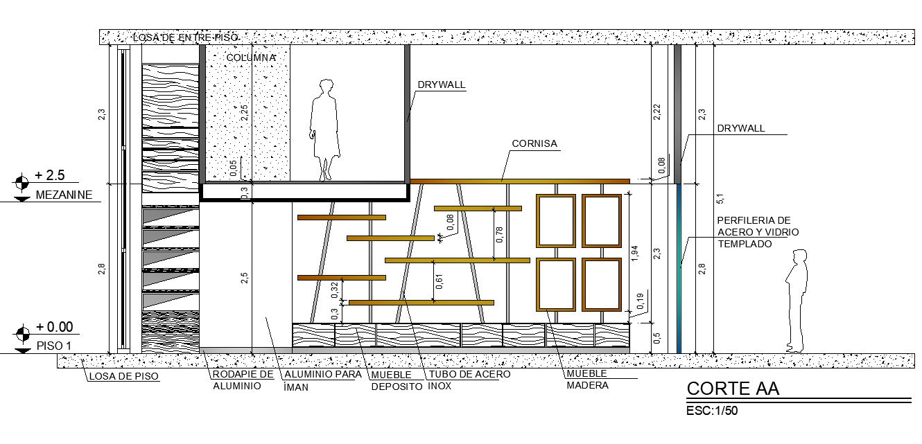 Section A-A’ plan detail dwg file