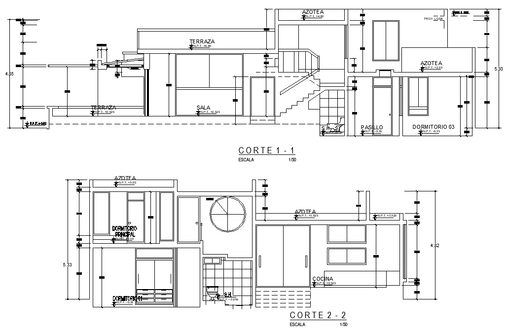 Section Beach house plan detail dwg file