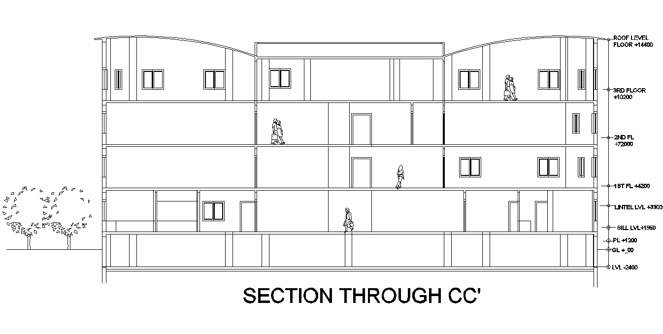 Section C-C’ education center plan detail dwg file