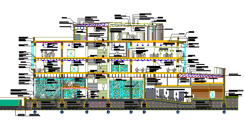 Section Court temple tarts center detail dwg file