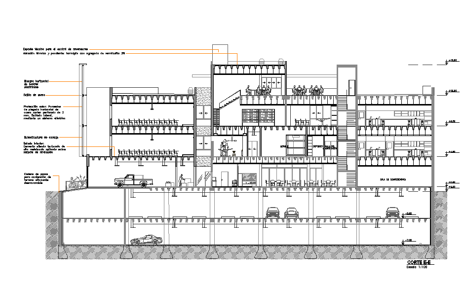 Section E-E’ foundation plan detail dwg file