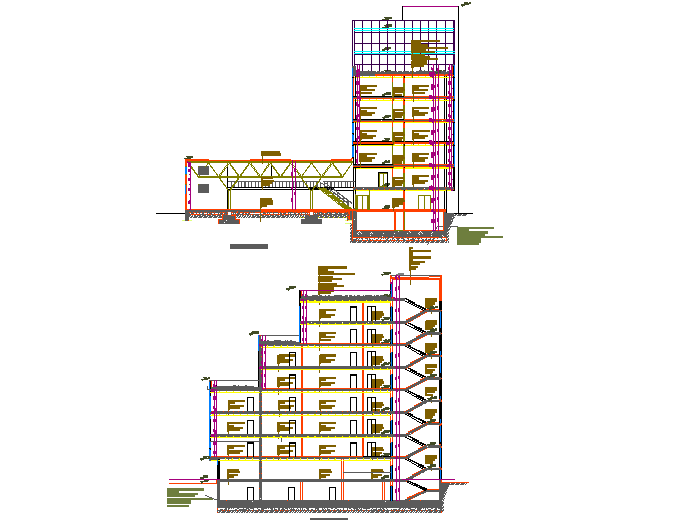 Section Exhibition and business center plan detail dwg file