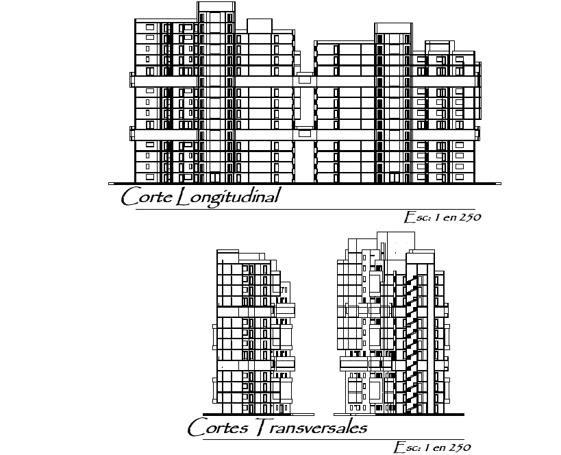 Section Housing and trade elevation detail dwg file