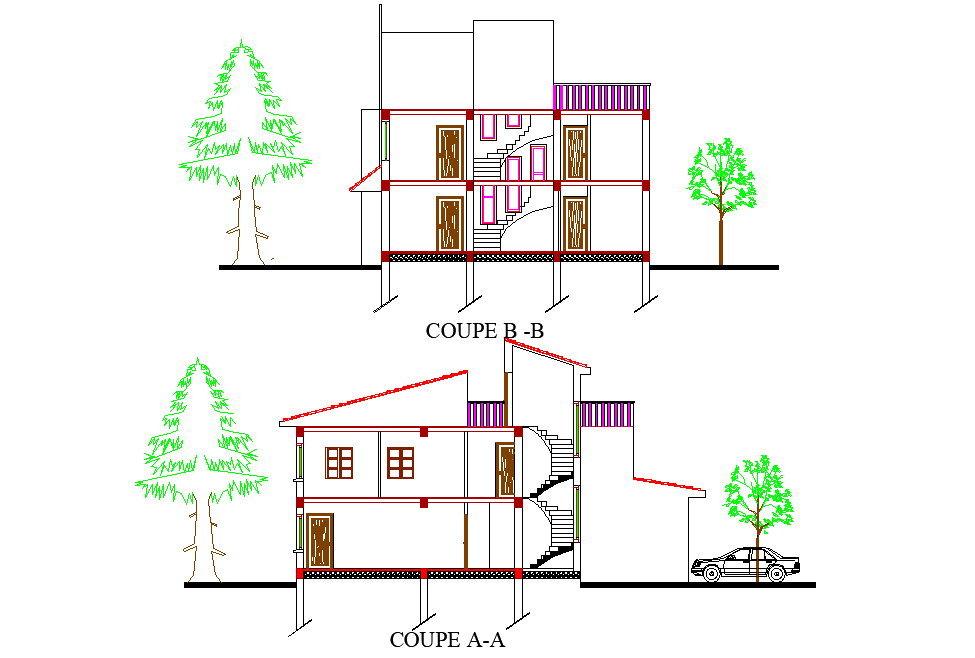 Section Villa plan layout file