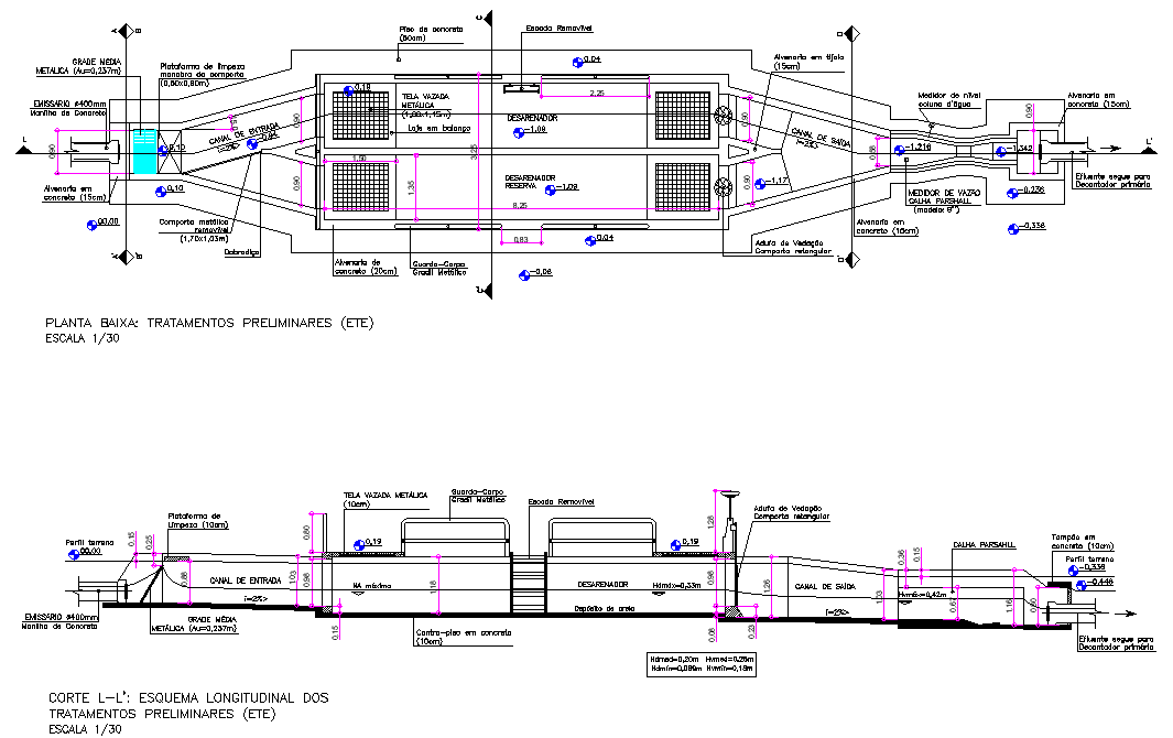 Section Waste water treatment shredder autocad file