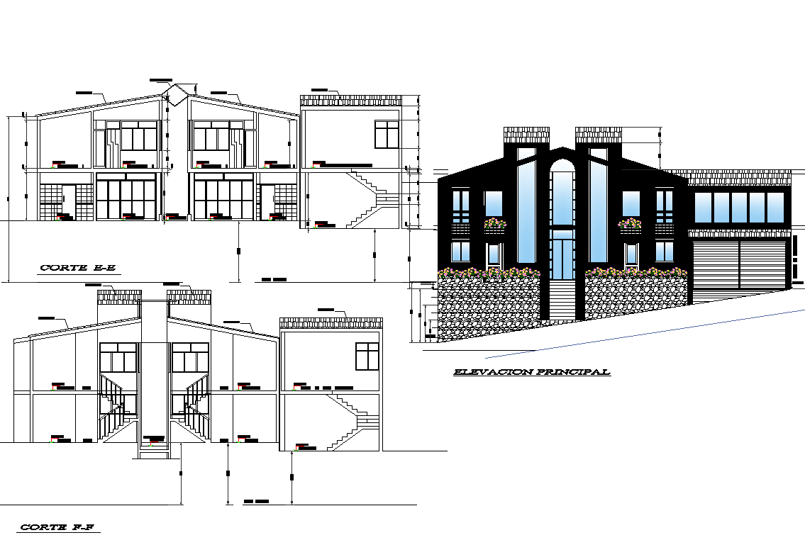 Section and elevation detail dwg file
