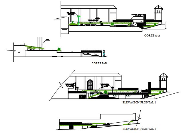 Section and elevation detail dwg file