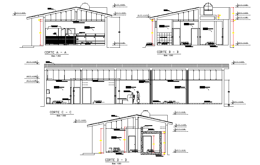Section bank office plan detail dwg file
