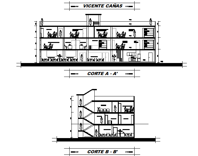 Section building school plan detail dwg file