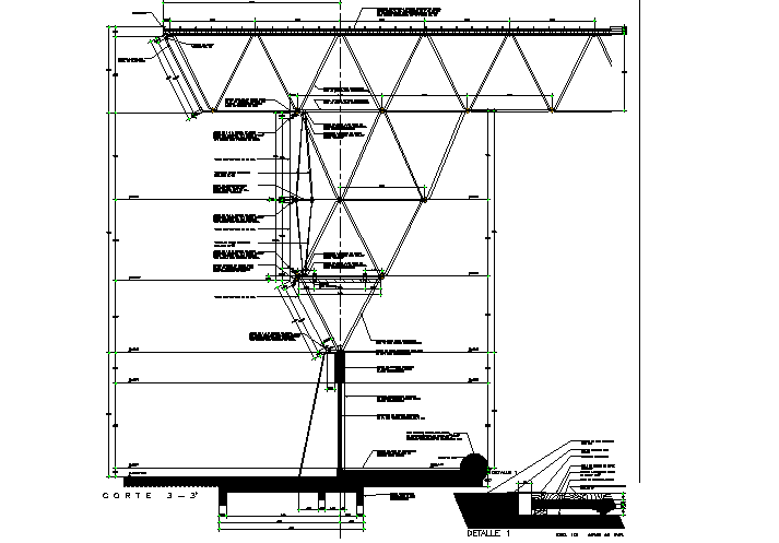 Section by facade detail dwg file