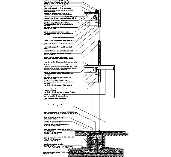Section by facade detail dwg file