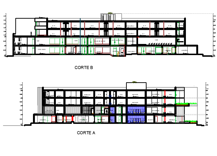 Section center plan detail dwg file