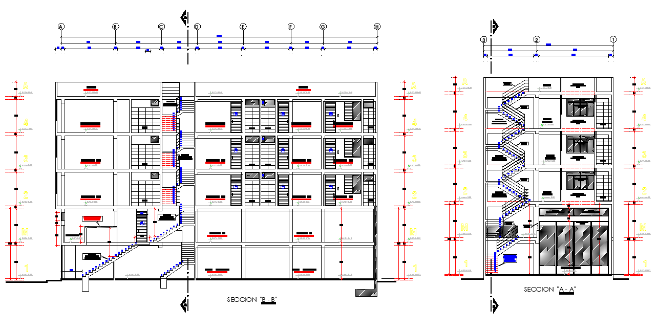 Section commercial building plan layout file