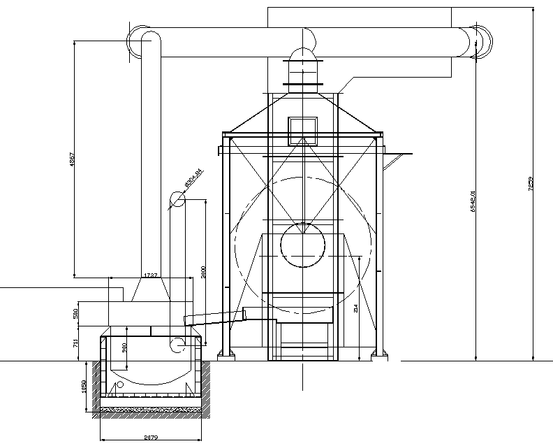 Section cooker gas extraction plan detail dwg file