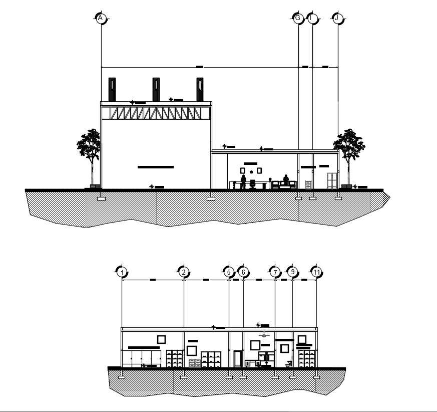 gym section drawing  in autocad