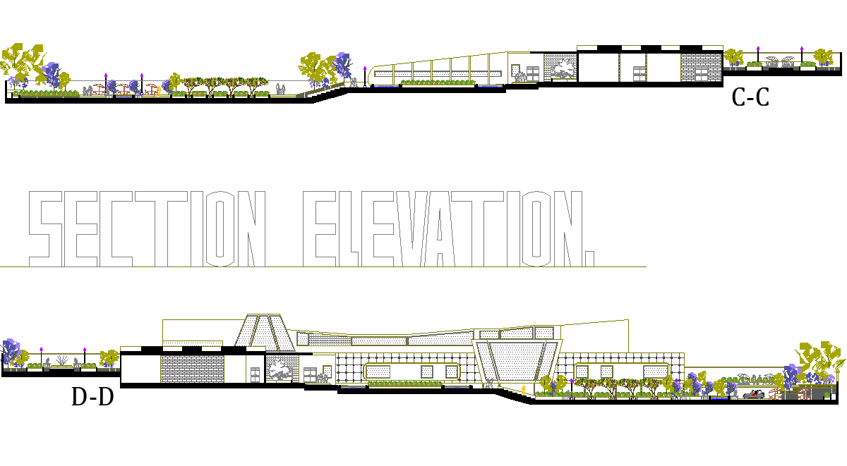 Section elevation mall layout file