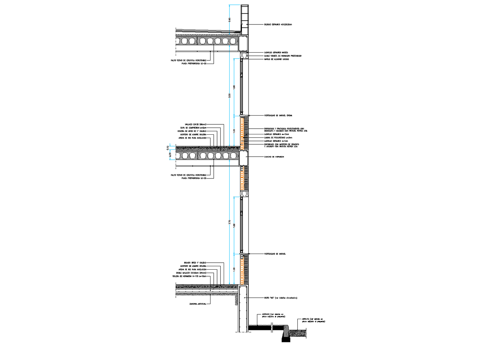 Section facade detail dwg file.