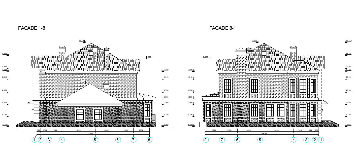 Section family house plan detail dwg file