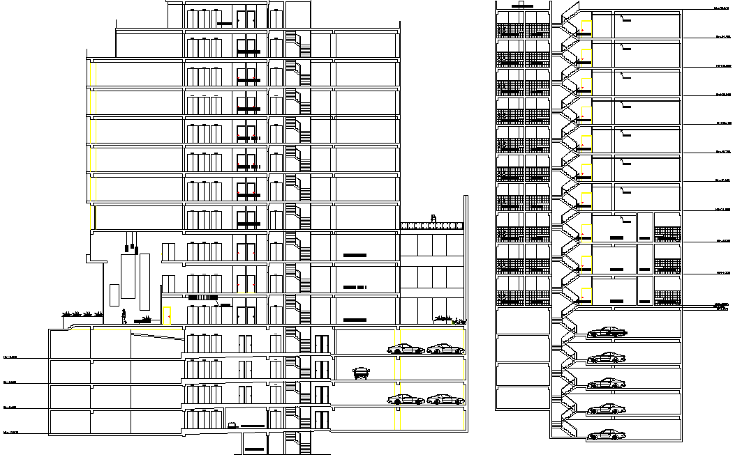 Section high rise building plan detail