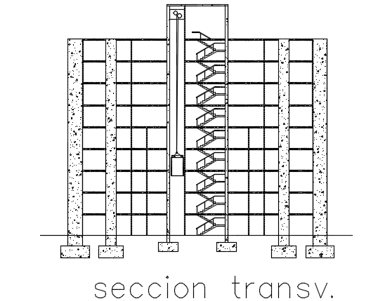 Section high rise building plan detail dwg file