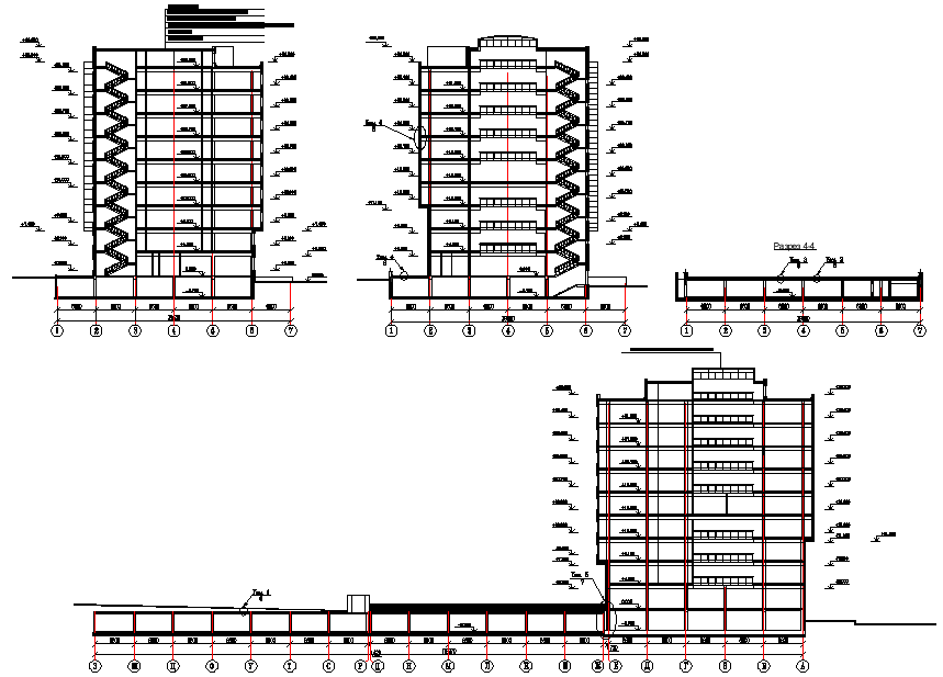 Section high rise plan detail dwg file