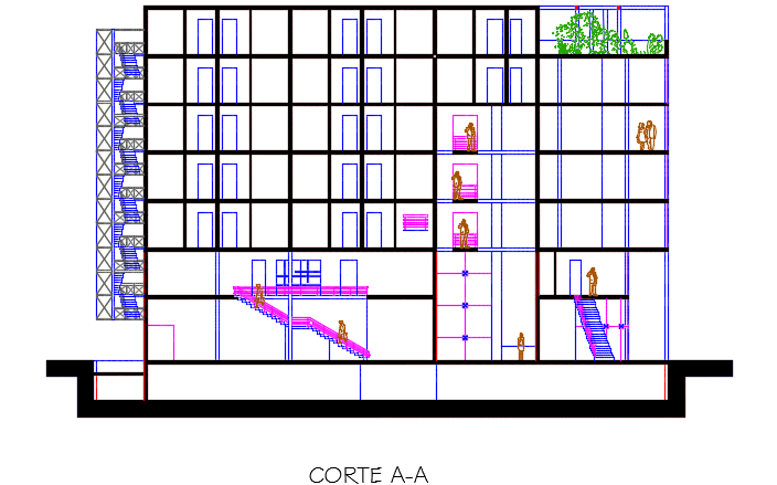 Section hotel detail dwg file