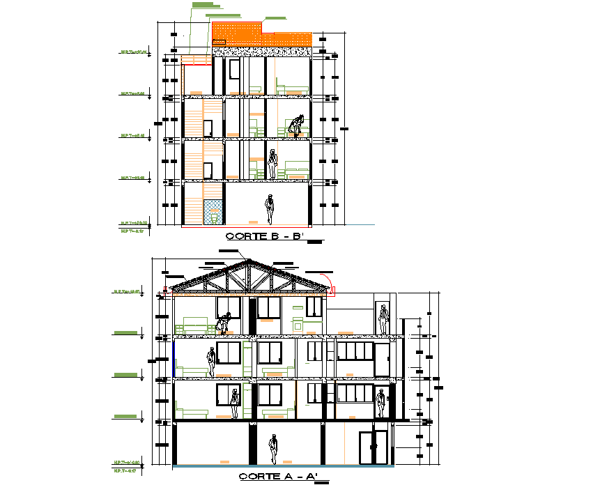 Section house detail dwg file