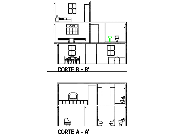 Section house detail dwg file