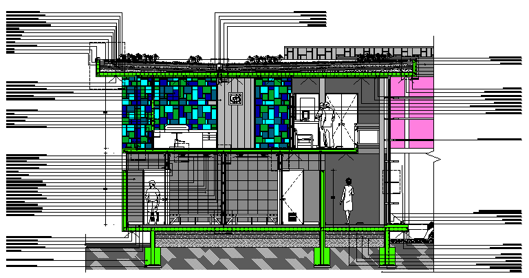 Section house detail dwg file