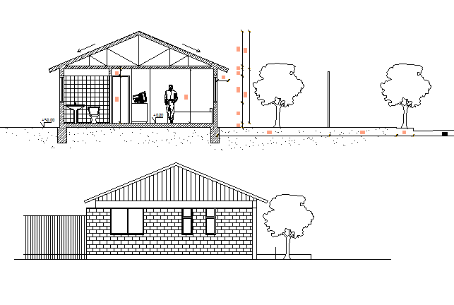 Section house detail dwg file