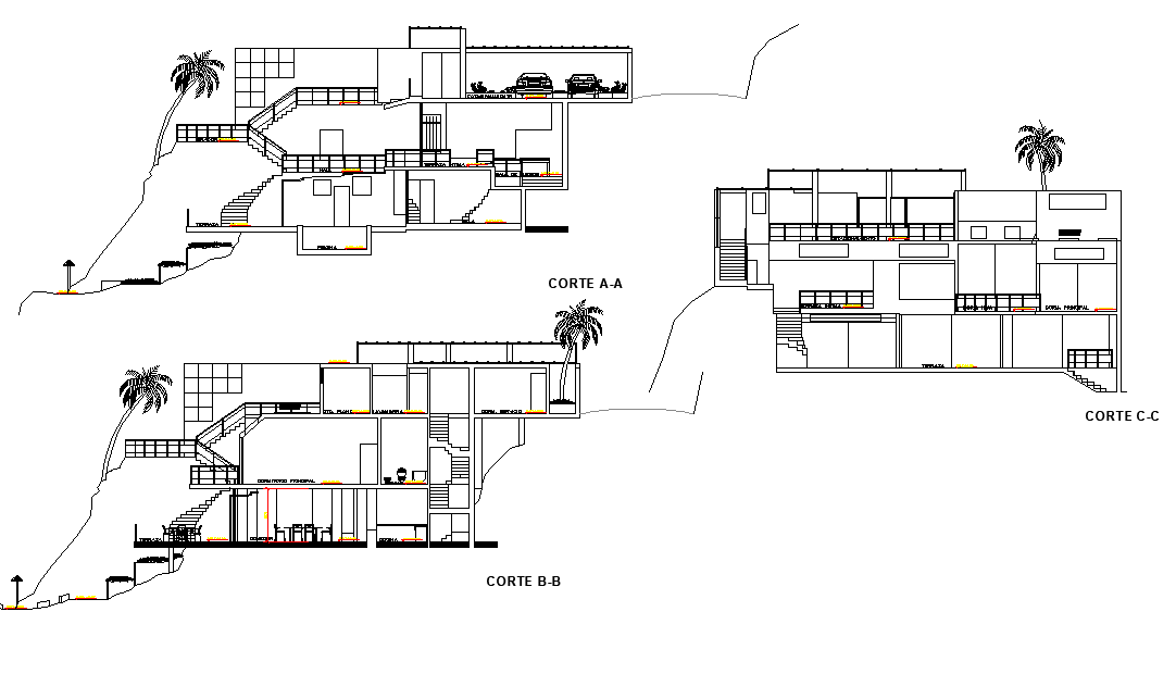 Section house in Tortuga autocad file