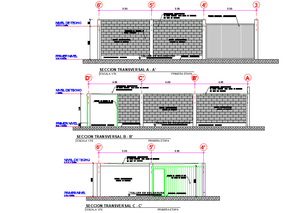 Section house plan autocad file