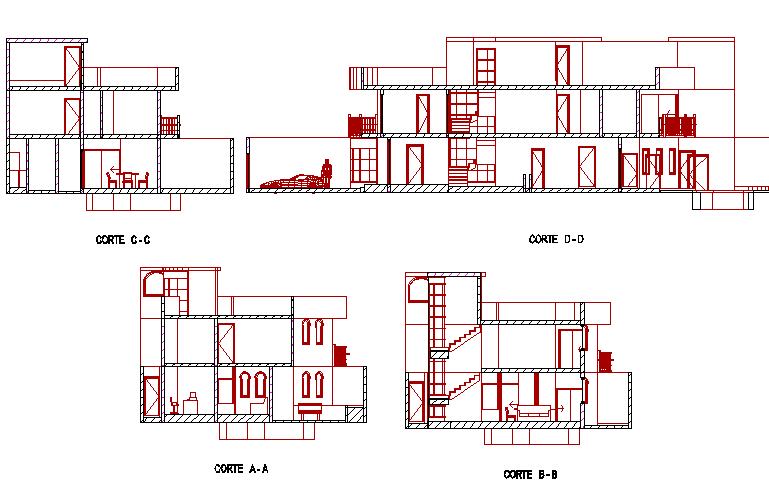 Section house plan detail dwg file