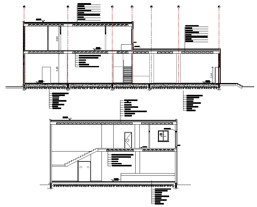 Section house plan detail dwg file