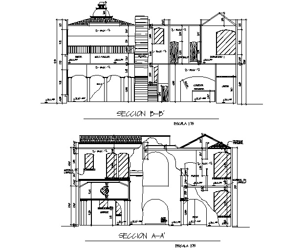 Section house plan detail dwg file