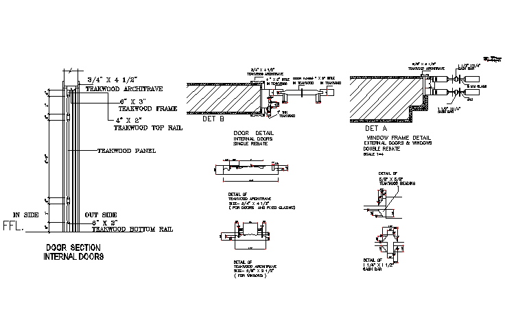 Section internal door detail dwg file
