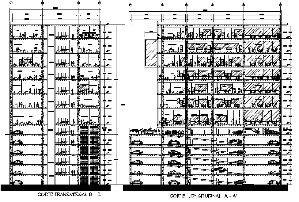 Section office plan detail dwg file