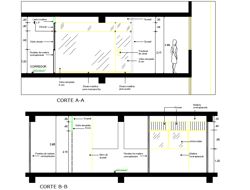 Section office plan detail dwg file