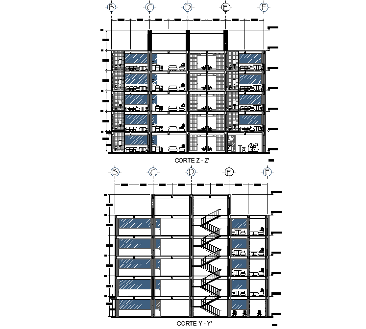 Section office plan detail dwg file