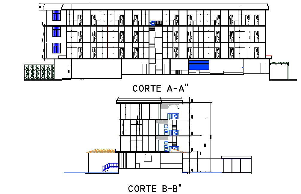 Section office plan detail dwg file