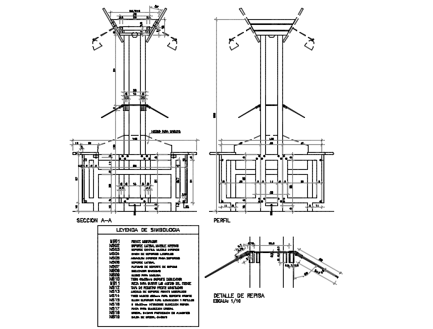 Section piece of furniture for salads in self service detail dwg file