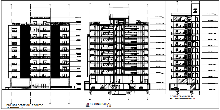 Section plan and elevation detail dwg file
