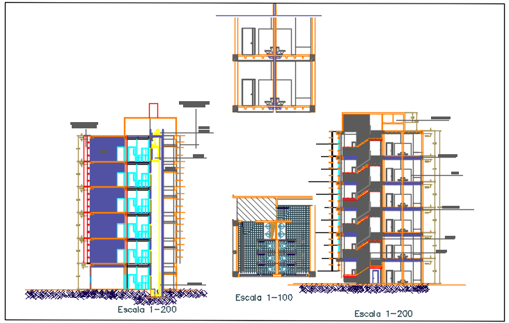Section plan detail of the dwg file