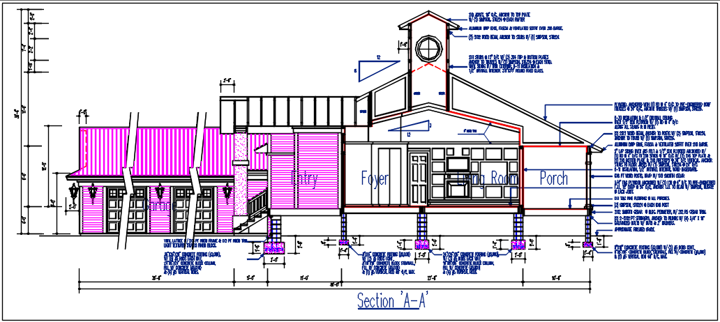 Section plan foundation detail dwg file