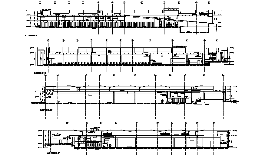 Section plan shopping mall detail dwg file