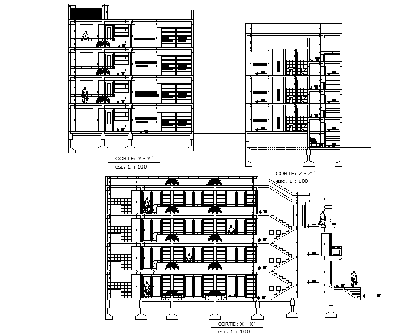 Section public administration building detail dwg file