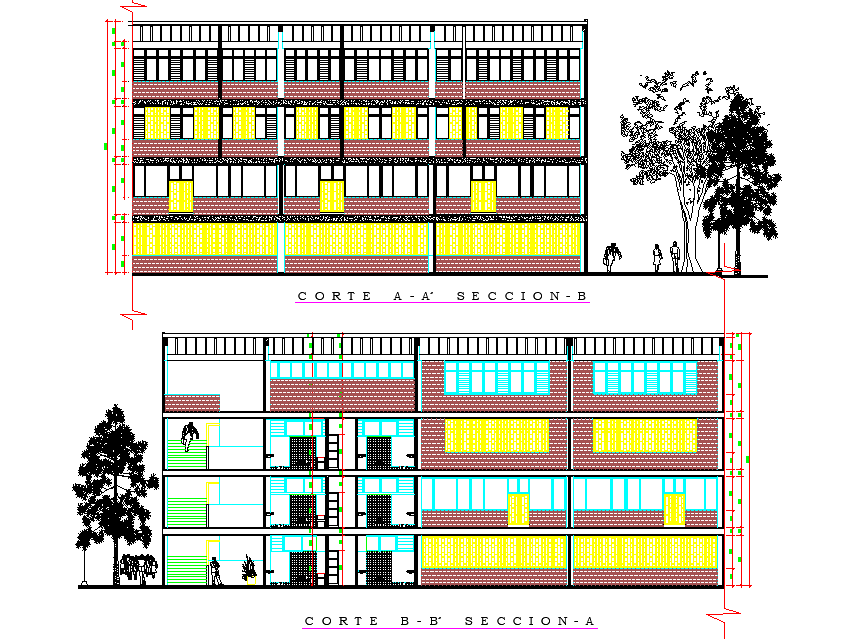 Section school plan detail dwg file